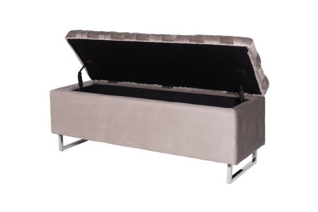 Банкетка велюр серо-беж. 120*40*46см для хранения (TT-00010684)