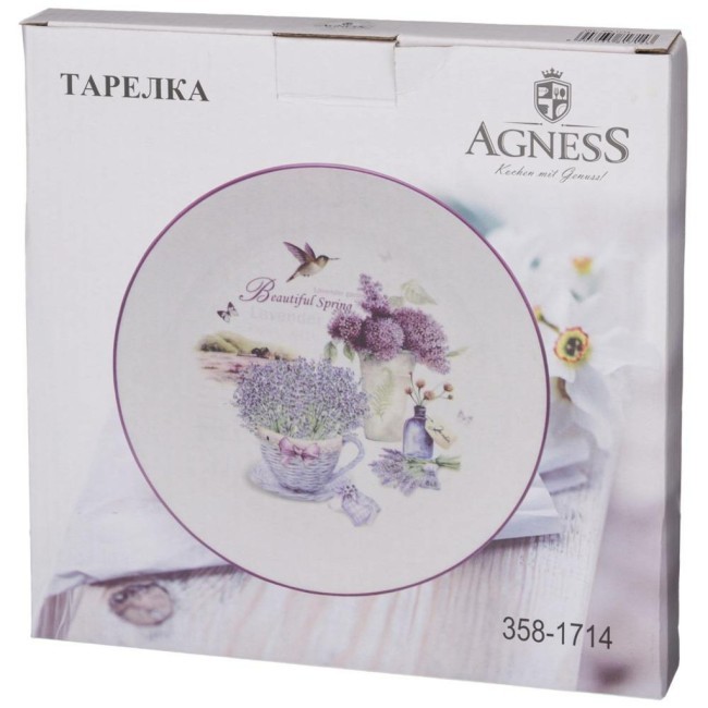 Тарелка agness "лавандовая весна" 21*2,5 см Agness (358-1714)