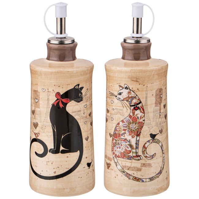 Набор для масла/уксуса agness "парижские коты" 2пр. 6,5*14,5 см 300 мл Agness (358-1746)
