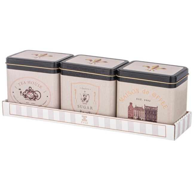 Набор емкостей для хранения "english breakfast" из 3-х штук, 8х12х12 см, 1л Agness (949-066)