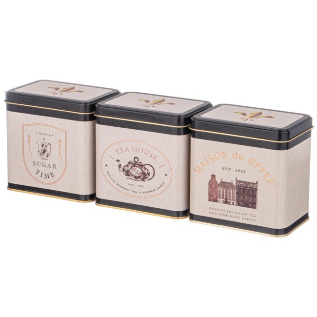 Набор емкостей для хранения "english breakfast" из 3-х штук, 8х12х12 см, 1л Agness (949-066)