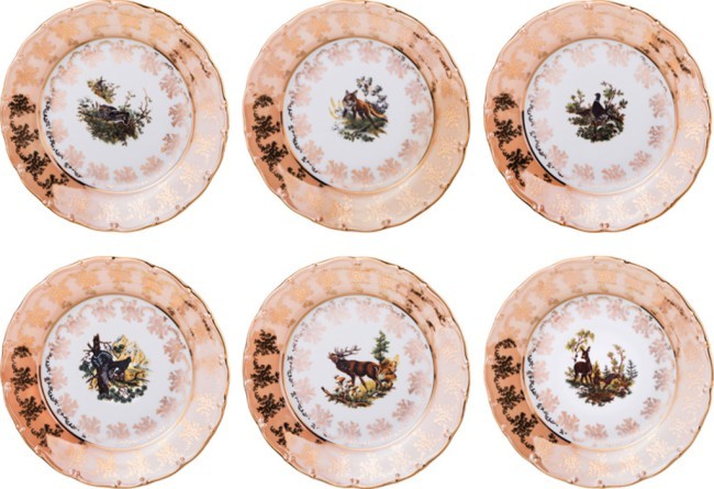 Набор тарелок из 6 шт."золотая охота" диаметр=21 см. M.Z. (655-738)