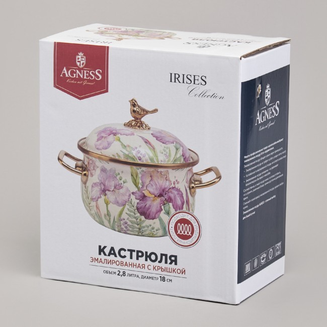 Кастрюля agness эмалированная с крышкой, серия фландрия, 2,8л, диа.18см Agness (950-592) Кастрюля agness эмалированная с крышкой, серия фландрия, 2,8л, диа.18см Agness (950-592)