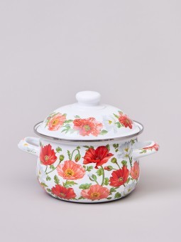 Кастрюля agness эмалированная с эмал.крышкой серия "маки", 2.0 л, 18*11 см Agness (934-741)