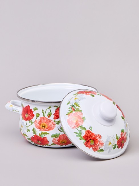 Кастрюля agness эмалированная с эмал.крышкой серия "маки", 2.0 л, 18*11 см Agness (934-741)