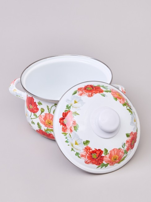 Кастрюля agness эмалированная с эмал.крышкой серия "маки", 2.0 л, 18*11 см Agness (934-741)