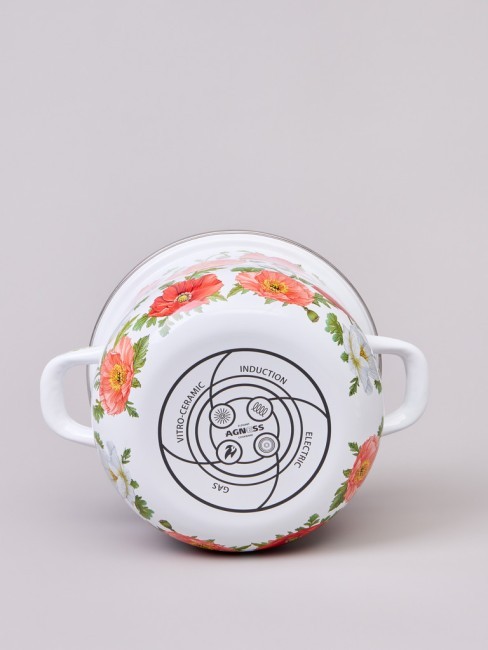 Кастрюля agness эмалированная с эмал.крышкой серия "маки", 2.0 л, 18*11 см Agness (934-741)