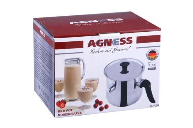 Молоковарка agness "midnight" 1,5 л. со свистком и крышкой, нжс Agness (907-050) Молоковарка agness "midnight" 1,5 л. со свистком и крышкой, нжс Agness (907-050)