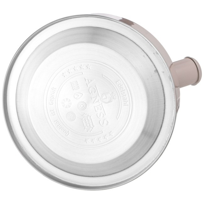 Чайник agness со свистком 2,5 л,нжс индукция, цвет: дымчатый серый, устойчивое жаропрочное покрытие Agness (937-906)