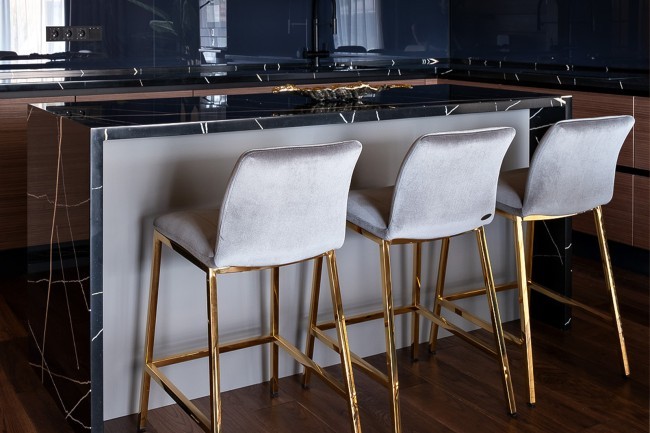 Стул барный велюр серый 42*53*88см (TT-00006428)