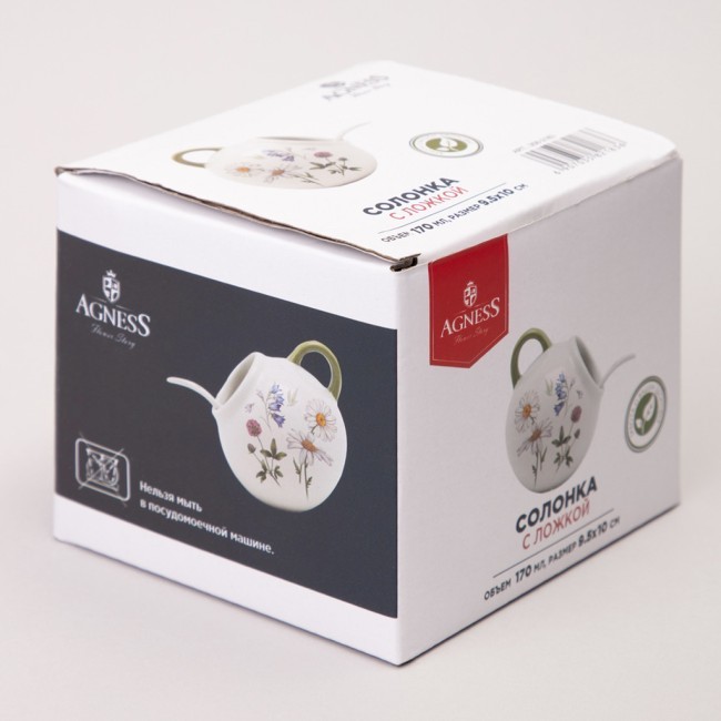 Солонка с ложкой agness "flower story" 9,5*10 см 170 мл Agness (358-2183)