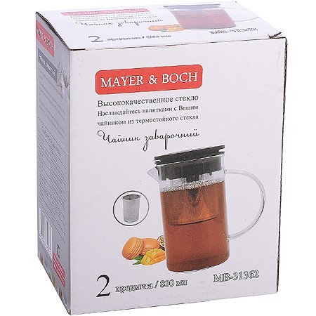 Заварник стеклянный 800мл с мет/фильтр Mayer&Boch (x24) (31362)