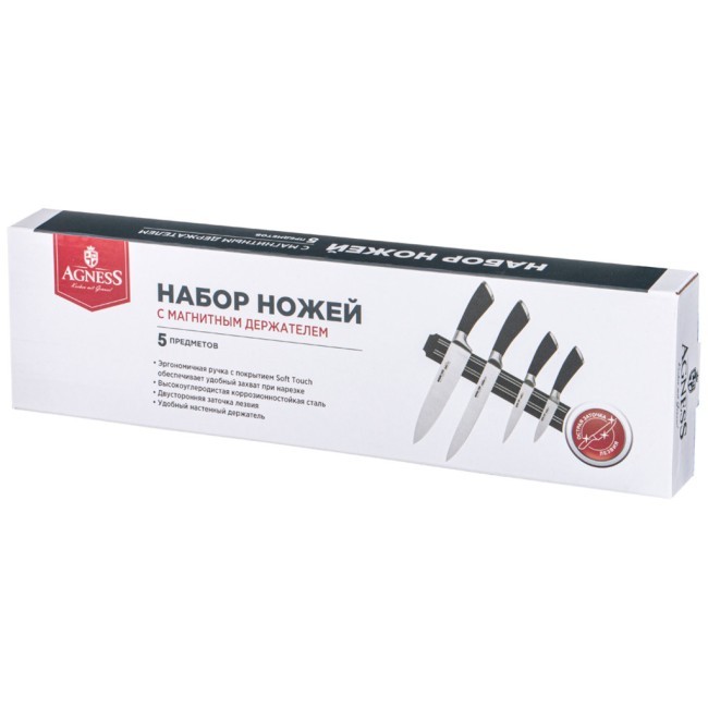 Набор ножей agness 5 пр.с магнитным держателем и ручкой из нерж.стали Agness (911-048) Набор ножей agness 5 пр.с магнитным держателем и ручкой из нерж.стали Agness (911-048)