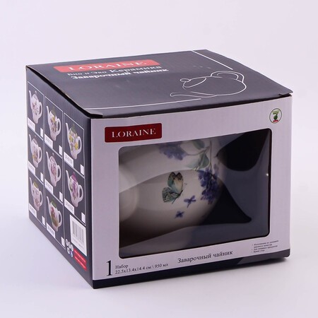 Заварочный чайник с крышкой 950мл Букет фантазий доломит LR (60203)