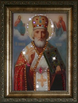 Икона Николай Чудотворец с кристаллами Swarovski (1366)