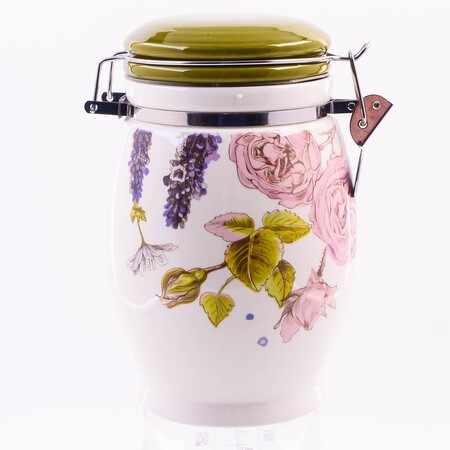Банка для сыпучих 900мл Розовый сад доломит/металл LR (60256)