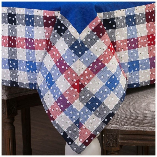 Скатерть "индиго" ,140х180см,100% хлопок,синий+клетка, Lefard (850-883-2)