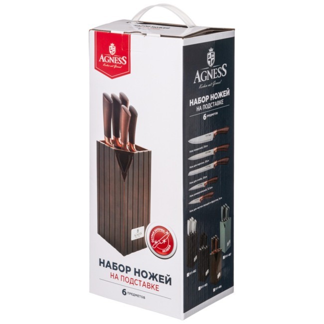 Набор ножей agness на пластиковой подставке, 6 предметов Agness (911-486) Набор ножей agness на пластиковой подставке, 6 предметов Agness (911-486)