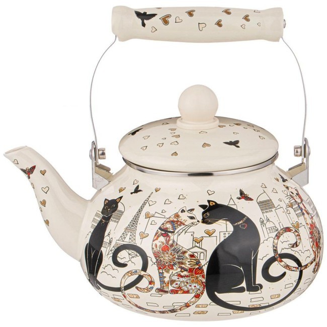 Чайник agness эмалированный, 2,5л, серия "парижские коты" Agness (934-391)