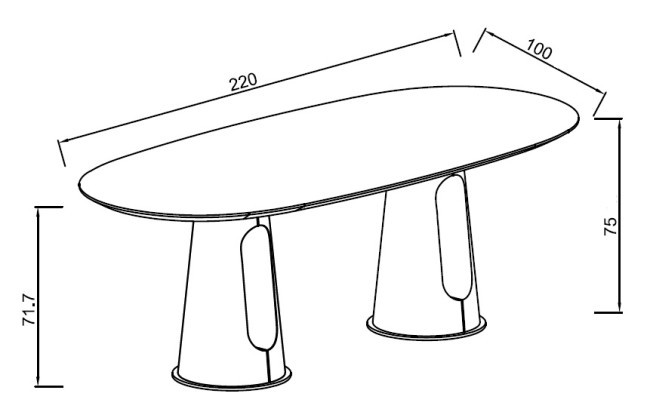 Стол обеденный, мрамор Venetian Brown, экокожа терракота 220*100*75см (TT-00013050)