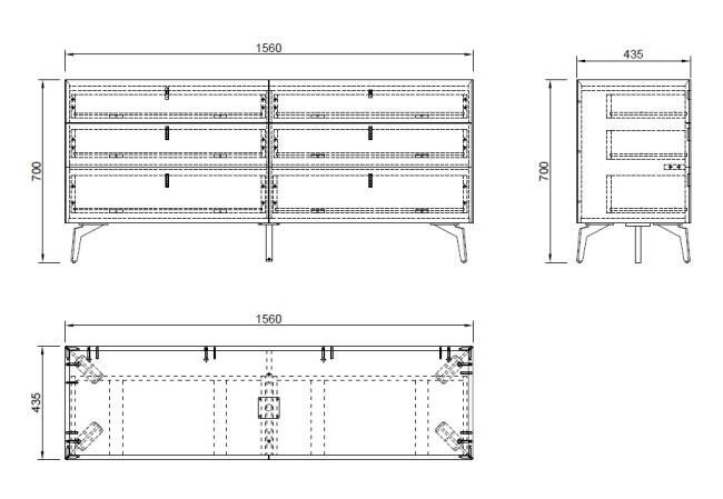 Комод светлый 156*43,5*70см (TT-00007330)