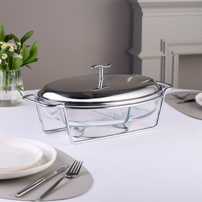 Мармит agness  овальный 2 отсека silver 2,6l Agness (781-512)