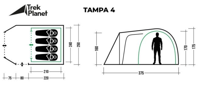 Палатка Trek Planet Tampa 4 (70217) (64090)