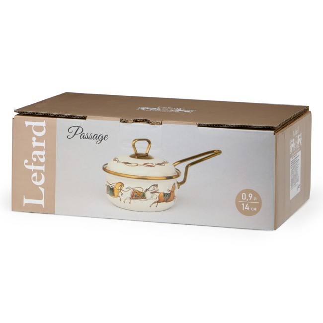 Ковш lefard эмалированный, серия passage, 14см/0,9л d=14 см  длина=31см подходит для индукцион.плит Lefard (950-650)