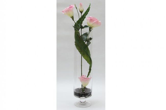 Декор.цветы Лизиантус розовый в стекл.вазе - DG-F6878 Dream Garden