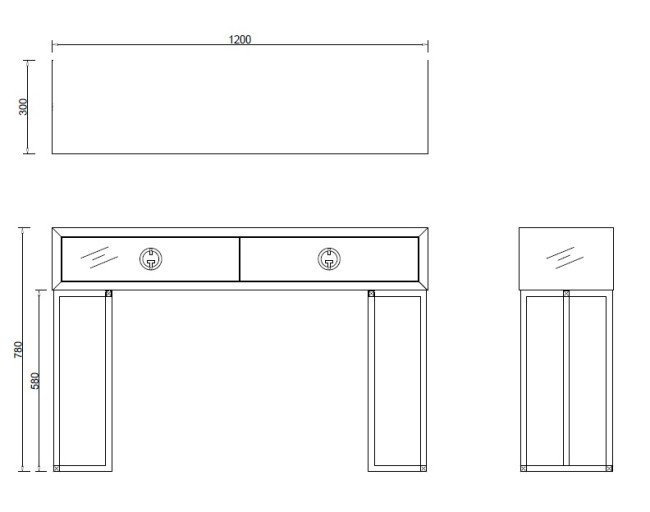 Консоль GD 2 ящика черная 120*30*78см (TT-00011300)