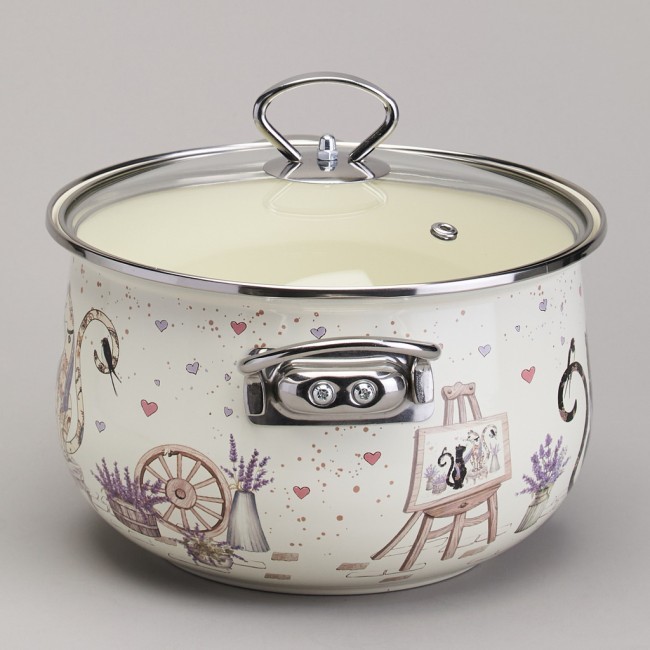 Кастрюля agness эмалированная со стеклянной крышкой серия "lavender cats", 3,8 л диа. 22см Agness (943-078) Кастрюля agness эмалированная со стеклянной крышкой серия "lavender cats", 3,8 л диа. 22см Agness (943-078)