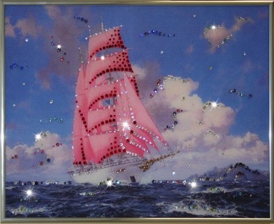 Картина Алые паруса с кристаллами Swarovski (1051)