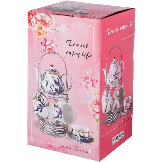 Чайный набор на 6 персон, 13 пр., на метал.подставке, 1000 мл./250 мл. Lefard (69-2664)