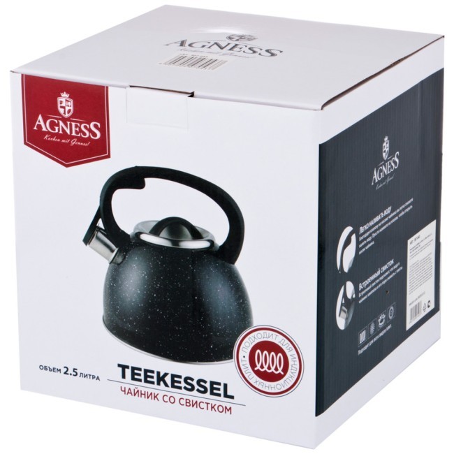 Чайник agness "classic" со свистком 2,5 л нжс, индукцион. дно Agness (907-043)