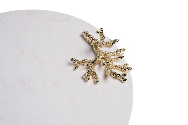 Поднос мраморный  с золотым декором  d34*8см (TT-00010683)