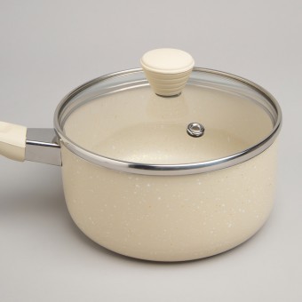 Ковшик agness антип. покр. ручка soft touch  и стекл. крышкой 1000 мл 14*7 см Agness (906-259)