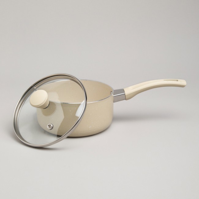 Ковшик agness антип. покр. ручка soft touch  и стекл. крышкой 1000 мл 14*7 см Agness (906-259)