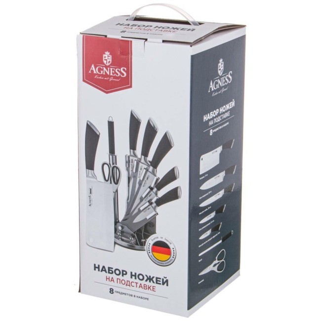 Набор ножей agness нжс на пластиковой вращающейся подставке 8 пр. Agness (911-499)