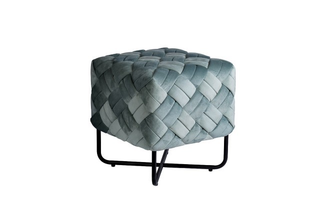 Банкетка плетеная велюр мятный 43*43*44см (TT-00006388)