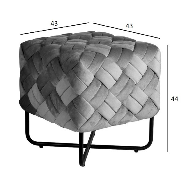 Банкетка плетеная велюр мятный 43*43*44см (TT-00006388)