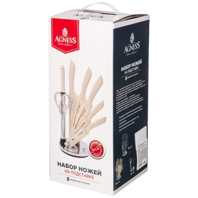 Набор ножей agness с ножницами и мусатом на пластиковой подставке, 8 предметов Agness (911-623) Набор ножей agness с ножницами и мусатом на пластиковой подставке, 8 предметов Agness (911-623)