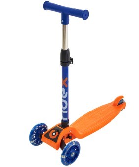БЕЗ УПАКОВКИ Самокат 3-колесный Ridex Loop, 120/70 мм, оранжевый/синий (2108224)