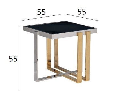 Стол журнальный черн.стекло/хром+золото 55*55*55см (TT-00013135)