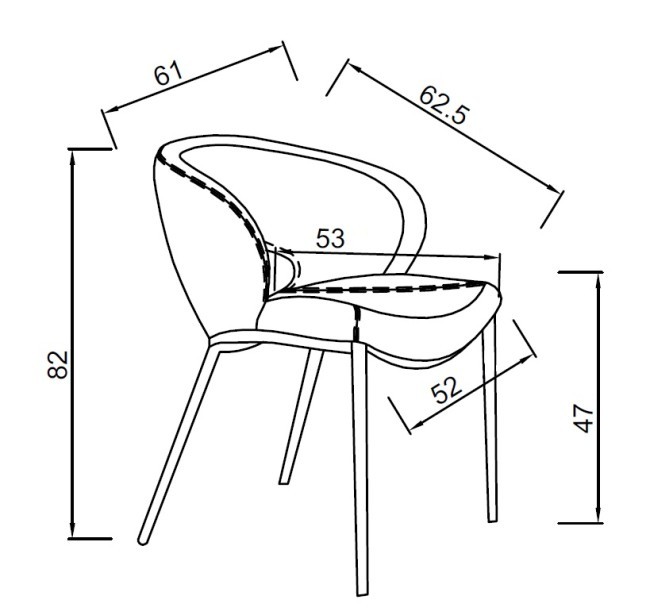 Стул обеденный экокожа кремовый 62*61*82см (TT-00013067)