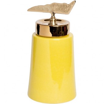 Ваза керамическая с крышкой желтая с декором 16*31см - TT-00001870