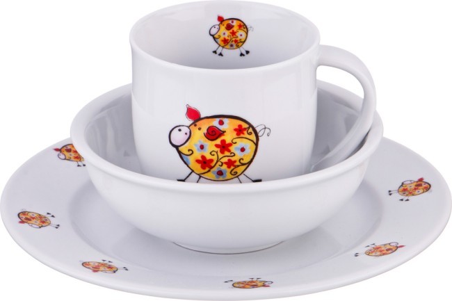 Набор посуды на 1 персону 3 пр.: кружка 300мл+тарелка 21,5см + салатник 15см. DUBI (606-838)