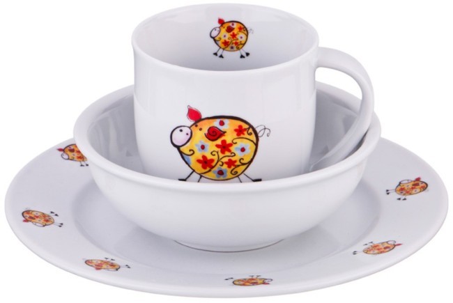 Набор посуды на 1 персону 3 пр.: кружка 300мл+тарелка 21,5см + салатник 15см. DUBI (606-838)