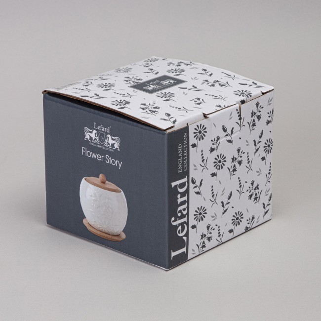 Банка lefard "flowers story" с дерев. крышкой на дер. подставке 12*11 см 550 мл Lefard (474-246)