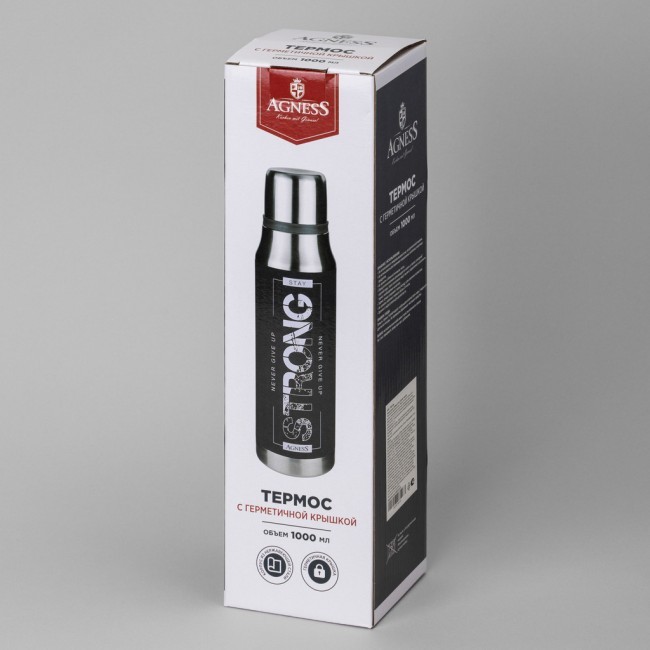 Термос stay strong 1000 мл, колба нерж.сталь 18/10 Agness (798-106)