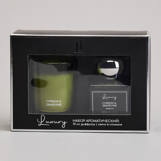 Набор ароматический "luxury" свеча в стакане 6*7,5 см и диффузор 70 мл cypress&grapevine Lefard (605-121) Набор ароматический "luxury" свеча в стакане 6*7,5 см и диффузор 70 мл cypress&grapevine Lefard (605-121)